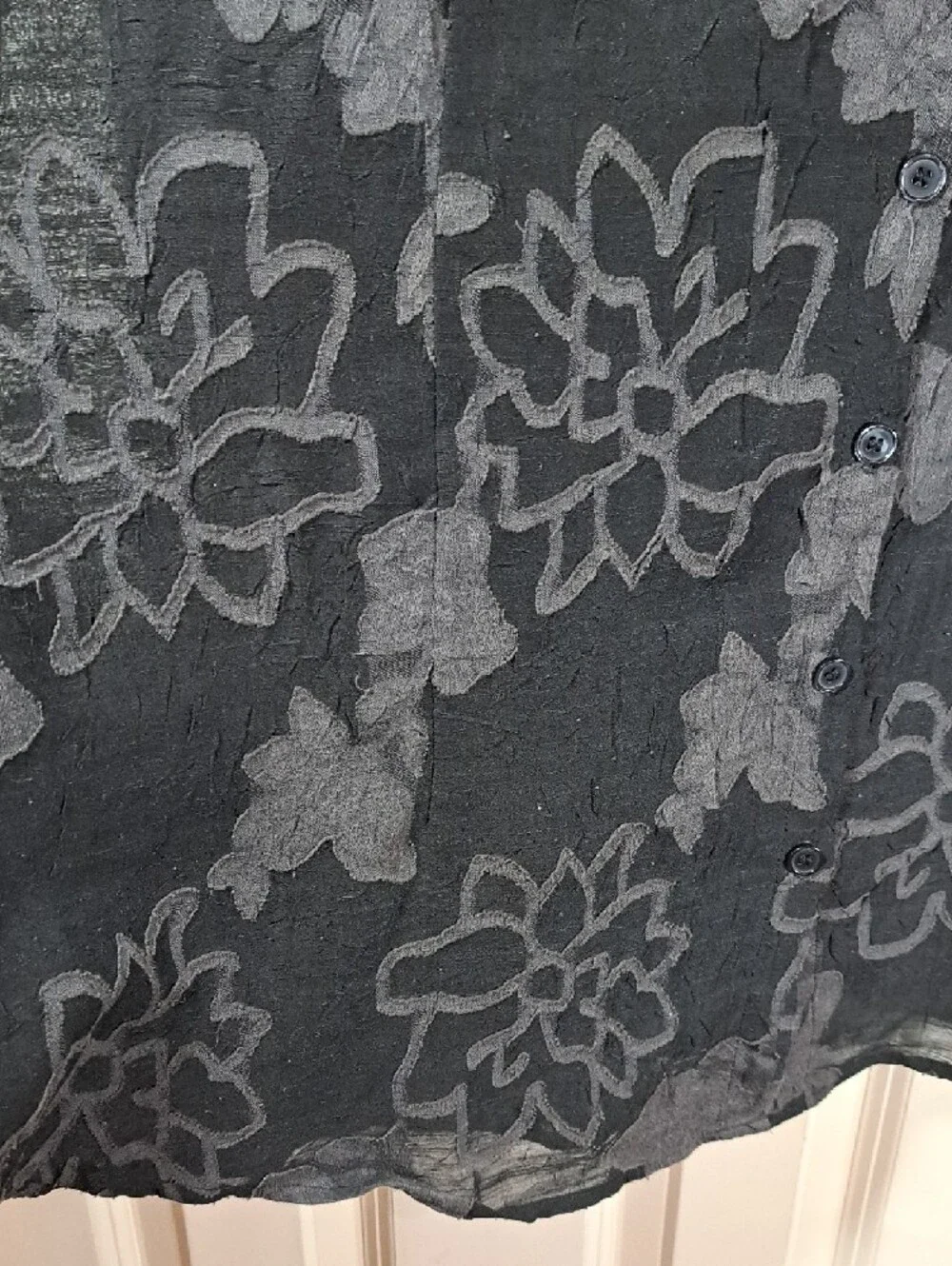 Coldwater Creek Black Floral Button-Front Sheer Blouse - Picture 4 of 6